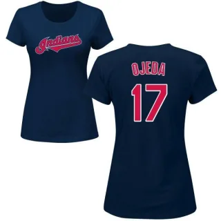 Bob Ojeda Women's Cleveland Indians Name & Number T-Shirt - Navy