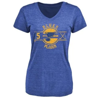 Bob Plager Women's St. Louis Blues Insignia Tri-Blend T-Shirt - Royal