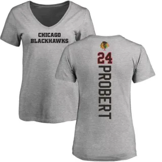 Bob Probert Women's Chicago Blackhawks Backer T-Shirt - Ash