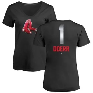 Bobby Doerr Women's Boston Red Sox Midnight Mascot V-Neck T-Shirt - Black