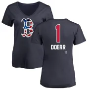 Bobby Doerr Women's Boston Red Sox Name and Number Banner Wave V-Neck T-Shirt - Navy