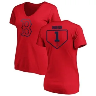 Bobby Doerr Women's Boston Red Sox RBI Slim Fit V-Neck T-Shirt - Red