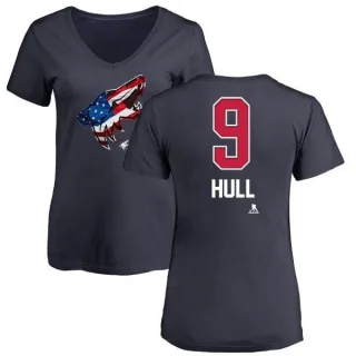 Bobby Hull Women's Arizona Coyotes Name and Number Banner Wave V-Neck T-Shirt - Navy