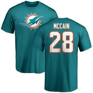 Bobby McCain Miami Dolphins Name & Number Logo T-Shirt - Aqua