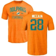 Bobby McCain Miami Dolphins Orange Distressed Name & Number Tri-Blend T-Shirt