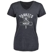 Bobby Murcer Women's New York Yankees Base Runner Tri-Blend T-Shirt - Navy