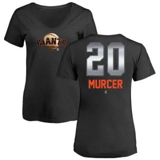 Bobby Murcer Women's San Francisco Giants Midnight Mascot V-Neck T-Shirt - Black