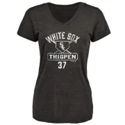 Bobby Thigpen Women's Chicago White Sox Base Runner Tri-Blend T-Shirt - Black