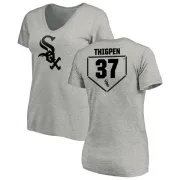 Bobby Thigpen Women's Chicago White Sox RBI Slim Fit V-Neck T-Shirt - Heathered Gray