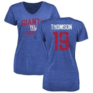 Bobby Thomson Women's New York Giants Distressed Name & Number Tri-Blend T-Shirt - Royal