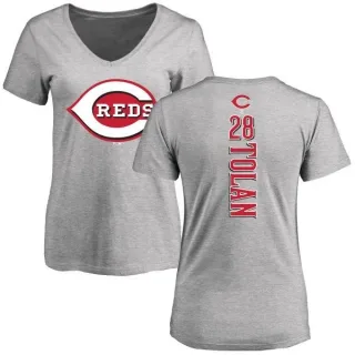 Bobby Tolan Women's Cincinnati Reds Backer Slim Fit T-Shirt - Ash