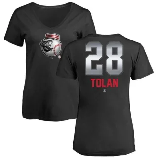 Bobby Tolan Women's Cincinnati Reds Midnight Mascot V-Neck T-Shirt - Black