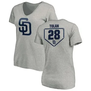 Bobby Tolan Women's San Diego Padres RBI Slim Fit V-Neck T-Shirt - Heathered Gray