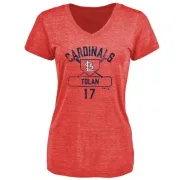 Bobby Tolan Women's St. Louis Cardinals Base Runner Tri-Blend T-Shirt - Red