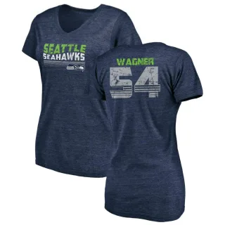 Bobby Wagner Women's Seattle Seahawks Retro Tri-Blend V-Neck T-Shirt - College Navy