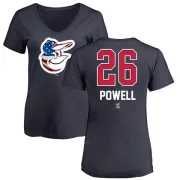 Boog Powell Women's Baltimore Orioles Name and Number Banner Wave V-Neck T-Shirt - Navy