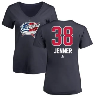 Boone Jenner Women's Columbus Blue Jackets Name and Number Banner Wave V-Neck T-Shirt - Navy