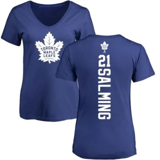 Borje Salming Women's Toronto Maple Leafs Backer T-Shirt - Blue