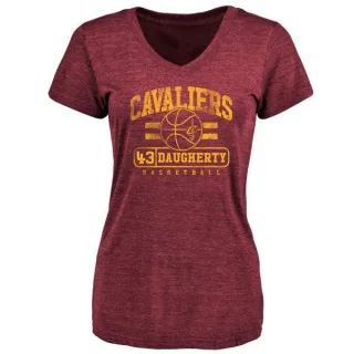 Brad Daugherty Women's Cleveland Cavaliers Maroon Baseline Tri-Blend T-Shirt