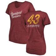 Brad Daugherty Women's Cleveland Cavaliers Wine Sideline Tri-Blend V-Neck T-Shirt