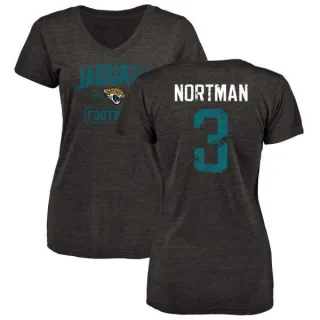 Brad Nortman Women's Jacksonville Jaguars Black Distressed Name & Number Tri-Blend V-Neck T-Shirt