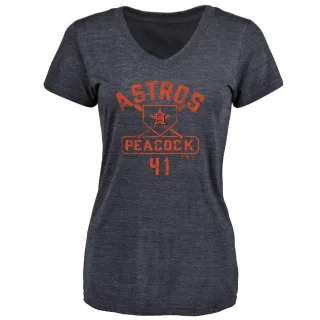 Brad Peacock Women's Houston Astros Base Runner Tri-Blend T-Shirt - Navy