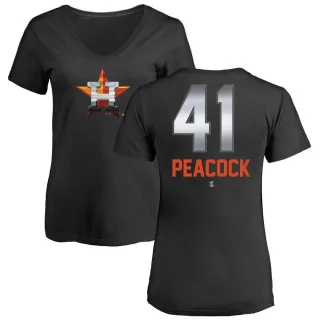 Brad Peacock Women's Houston Astros Midnight Mascot V-Neck T-Shirt - Black