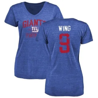 Brad Wing Women's New York Giants Distressed Name & Number Tri-Blend T-Shirt - Royal