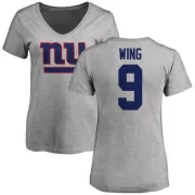 Brad Wing Women's New York Giants Name & Number Logo Slim Fit T-Shirt - Ash