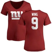 Brad Wing Women's New York Giants Name & Number Logo Slim Fit T-Shirt - Red