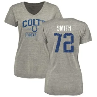 Braden Smith Women's Indianapolis Colts Heather Gray Distressed Name & Number Tri-Blend V-Neck T-Shirt