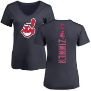 Bradley Zimmer Women's Cleveland Indians Backer Slim Fit T-Shirt - Navy