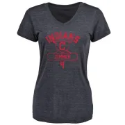 Bradley Zimmer Women's Cleveland Indians Base Runner Tri-Blend T-Shirt - Navy