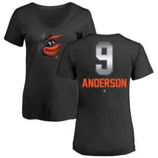 Brady Anderson Women's Baltimore Orioles Midnight Mascot V-Neck T-Shirt - Black