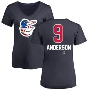 Brady Anderson Women's Baltimore Orioles Name and Number Banner Wave V-Neck T-Shirt - Navy