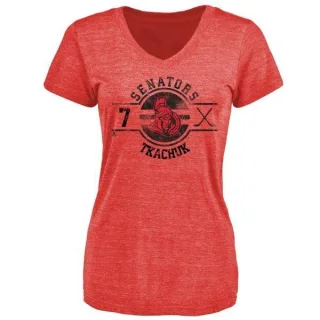 Brady Tkachuk Women's Ottawa Senators Insignia Tri-Blend T-Shirt - Red