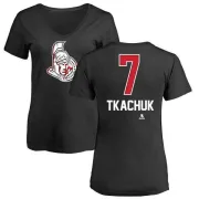 Brady Tkachuk Women's Ottawa Senators Name and Number Banner Wave V-Neck T-Shirt - Black