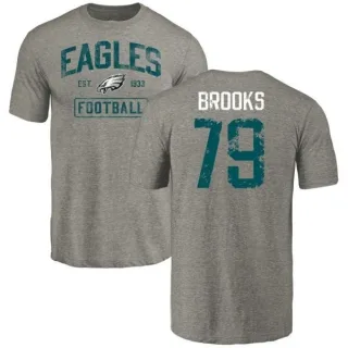 Brandon Brooks Philadelphia Eagles Gray Distressed Name & Number Tri-Blend T-Shirt