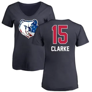 Brandon Clarke Women's Memphis Grizzlies Navy Name and Number Banner Wave V-Neck T-Shirt