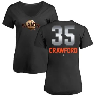 Brandon Crawford Women's San Francisco Giants Midnight Mascot V-Neck T-Shirt - Black