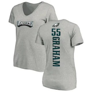 Brandon Graham Women's Philadelphia Eagles Backer V-Neck T-Shirt - Ash