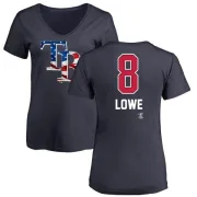 Brandon Lowe Women's Tampa Bay Rays Name and Number Banner Wave V-Neck T-Shirt - Navy