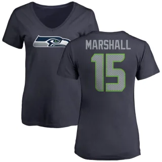 Brandon Marshall Women's Seattle Seahawks Name & Number Logo Slim Fit T-Shirt - Navy