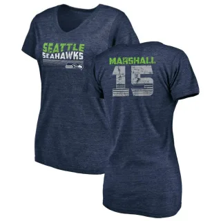 Brandon Marshall Women's Seattle Seahawks Retro Tri-Blend V-Neck T-Shirt - College Navy