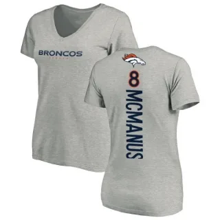 Brandon McManus Women's Denver Broncos Backer V-Neck T-Shirt - Ash