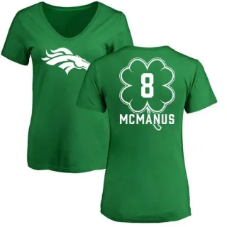 Brandon McManus Women's Denver Broncos Green St. Patrick's Day Name & Number V-Neck T-Shirt