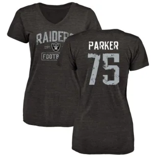 Brandon Parker Women's Oakland Raiders Black Distressed Name & Number Tri-Blend V-Neck T-Shirt