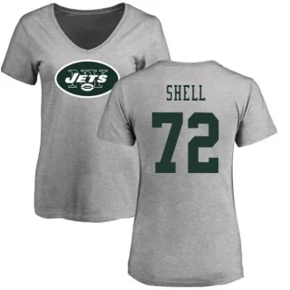 Brandon Shell Women's New York Jets Name & Number Logo Slim Fit T-Shirt - Ash