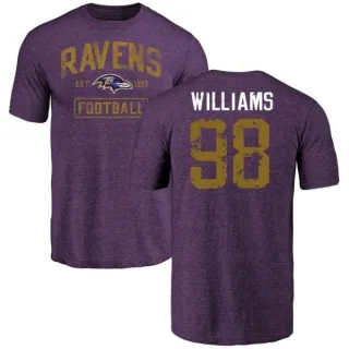 Brandon Williams Baltimore Ravens Purple Distressed Name & Number Tri-Blend T-Shirt