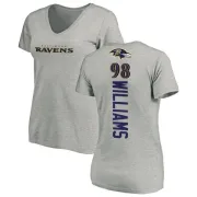 Brandon Williams Women's Baltimore Ravens Backer V-Neck T-Shirt - Ash